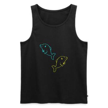 Delfin Fisch Fische Kind Kinder Baby Kleinkind - Männer Premium Bio Tank Top - Schwarz - Vorne - Michal (187cm)