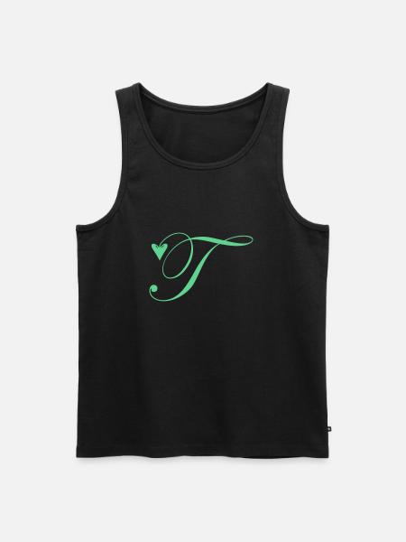 Monogram T Hjerte Vinranke - Herre Premium økologisk tanktop - sort