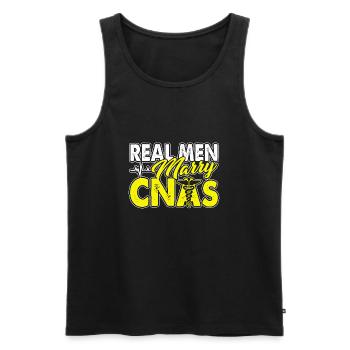 CNA Real Men Marry CNAs - Men's Premium Organic Tank Top - black - Front - Michal (187cm)