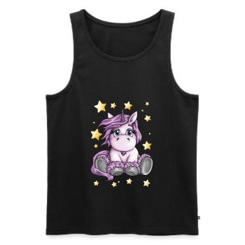 Cute Pink Unicorn Foal Cartoon Stars Drawing - Men's Premium Organic Tank Top - black - Front - AI Model Male 178 light (178cm)