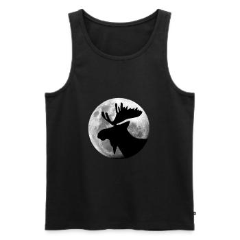 L’orignal dans la forêt de pleine lune animal - Débardeur bio Premium Homme - noir - Devant - AI Model Male 178 light (178cm)