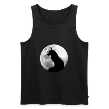 Fox in the Full Moon Forest Animals Fox - Men's Premium Organic Tank Top - black - Front - AI Model Male 178 light (178cm)