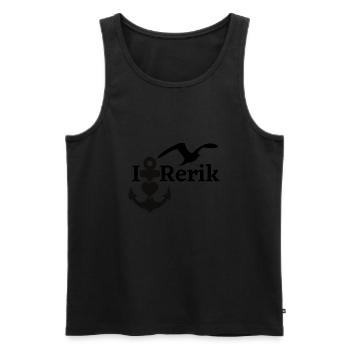Rerik-Ich liebe Rerik mit Anker Herz & Möwe-Ostsee - Männer Premium Bio Tank Top - Schwarz - Vorne - AI Model Male 178 light (178cm)