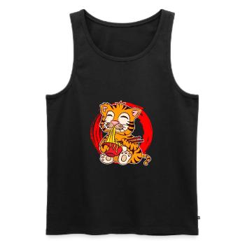 Ramen Life Motivation Tigre Motiv Shirt Ramen Noodle - Débardeur bio Premium Homme - noir - Devant - AI Model Male 178 light (178cm)
