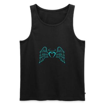 Nouveau vecteur d'ailes d'ange de coeur - Débardeur bio Premium Homme - noir - Devant - Michal (187cm)