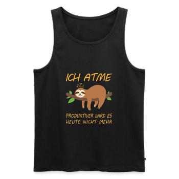 Faultier ich atme - Männer Premium Bio Tank Top - Schwarz - Vorne - Michal (187cm)