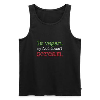 My food doesn’t scream - Männer Premium Bio Tank Top - Schwarz - Vorne - Michal (187cm)
