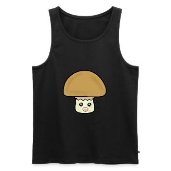 Champignon champignon mignon avec visage - Débardeur bio Premium Homme - noir - Devant - AI Model Male 178 light (178cm)