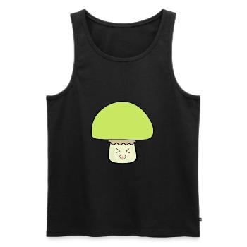 Champignon vert mignon avec visage - Débardeur bio Premium Homme - noir - Devant - Michal (187cm)