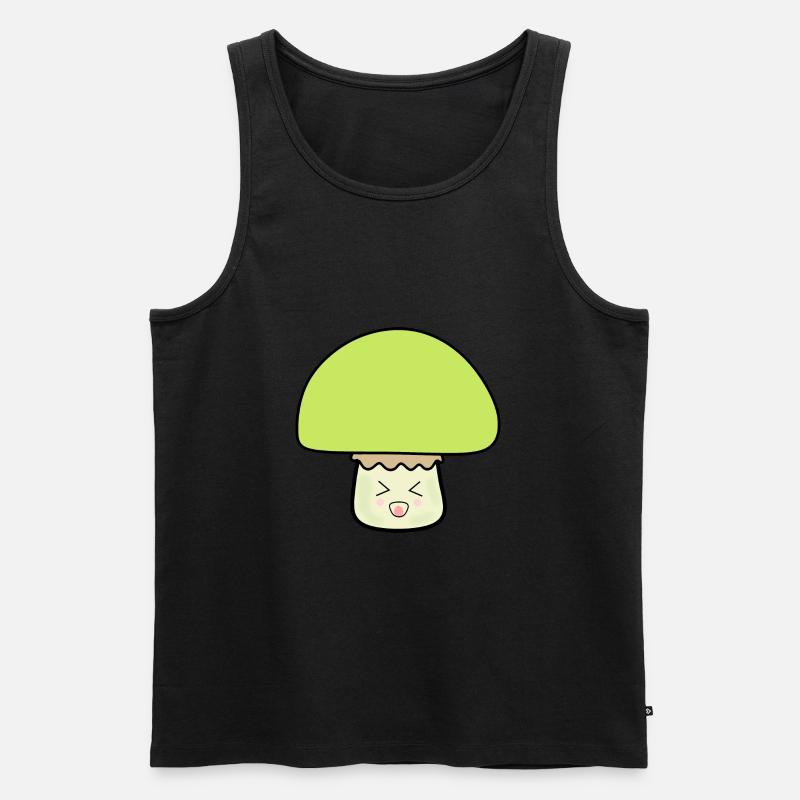 Champignon vert mignon avec visage - Débardeur bio Premium Homme - noir
