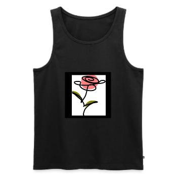one Line Art Strichzeichnung Blume Blumen Pflanzen - Männer Premium Bio Tank Top - Schwarz - Vorne - Michal (187cm)