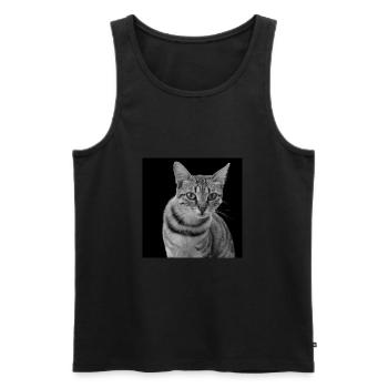 Cat white-black Cat black and white - Men's Premium Organic Tank Top - black - Front - Michal (187cm)