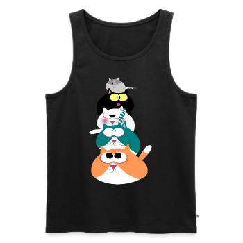 Katzen - Männer Premium Bio Tank Top - Schwarz - Vorne - Michal (187cm)