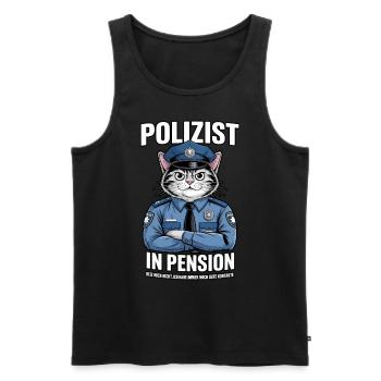 Polizist in Pension Katze | Rente | Polizei - Männer Premium Bio Tank Top - Schwarz - Vorne - Michal (187cm)