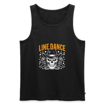 Line Dance Skull with Stetson and Boots and Lasso - Men's Premium Organic Tank Top - black - Front - AI Model Male 178 light (178cm)