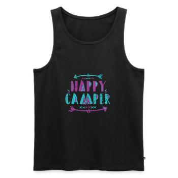 Camping Shirts - Happy Camper - Männer Premium Bio Tank Top - Schwarz - Vorne - Michal (187cm)