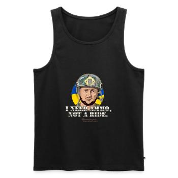 Zelensky Quote Ammunition Rideshare - Men's Premium Organic Tank Top - black - Front - AI Model Male 178 light (178cm)