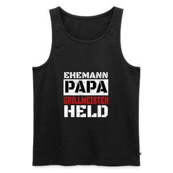 Papa Vatertag Grillen Griller Grill Spruch Väter - Männer Premium Bio Tank Top - Schwarz - Vorne - AI Model Male 178 light (178cm)