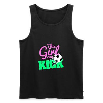 Soccer football féminin kick fille girlpower - Débardeur bio Premium Homme - noir - Devant - AI Model Male 178 light (178cm)