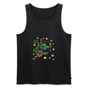 Pouvoir des fleurs - Débardeur bio Premium Homme - noir - Devant - AI Model Male 178 light (178cm)