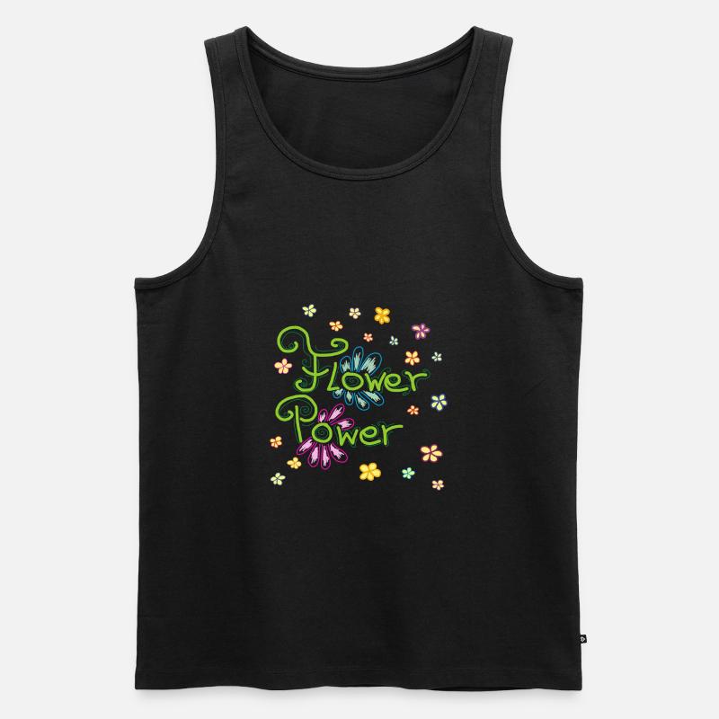 Flower Power - Männer Premium Bio Tank Top - Schwarz