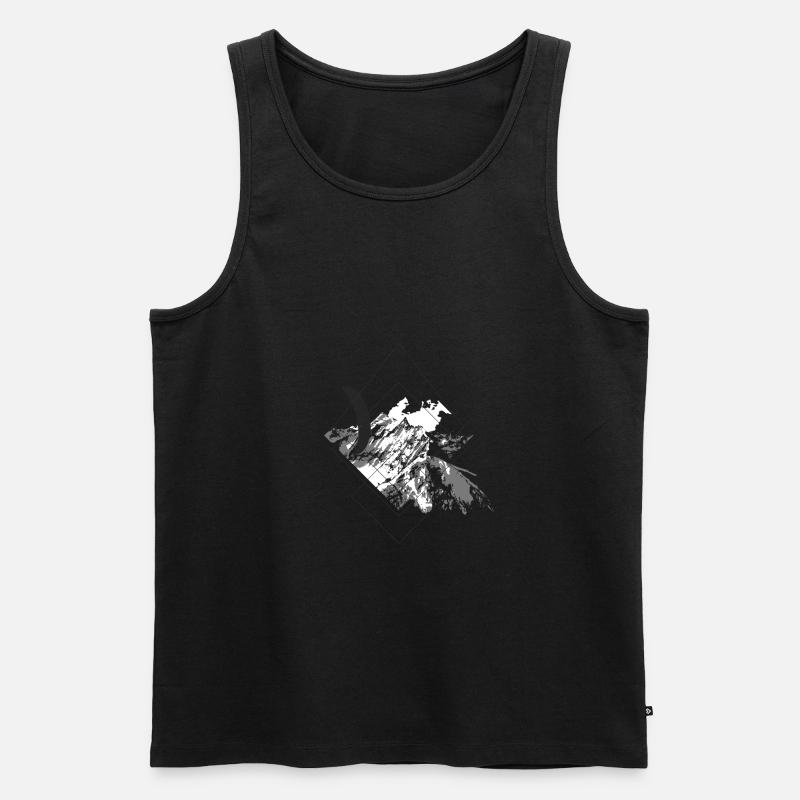 Gleitschirm vor Bergen - Männer Premium Bio Tank Top - Schwarz