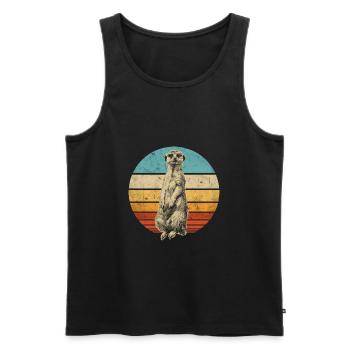 Meerkat retro vintage - Men's Premium Organic Tank Top - black - Front - Michal (187cm)