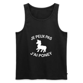 Je Peux Pas J'ai Poney - Débardeur bio Premium Homme - noir - Devant - Michal (187cm)