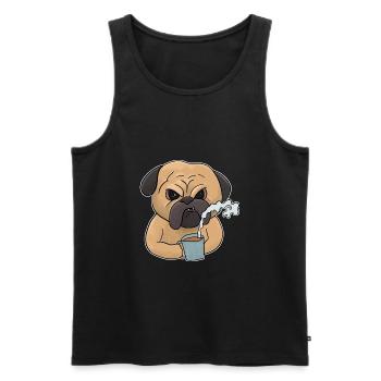 Chien grincheux avec café muffins du matin - Débardeur bio Premium Homme - noir - Devant - AI Model Male 178 light (178cm)