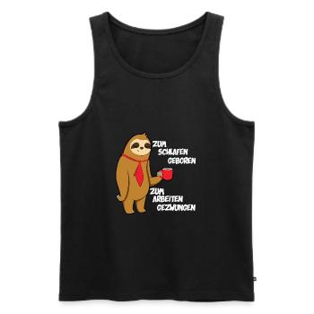 Zum Schlafen geboren Faultier - Männer Premium Bio Tank Top - Schwarz - Vorne - Michal (187cm)