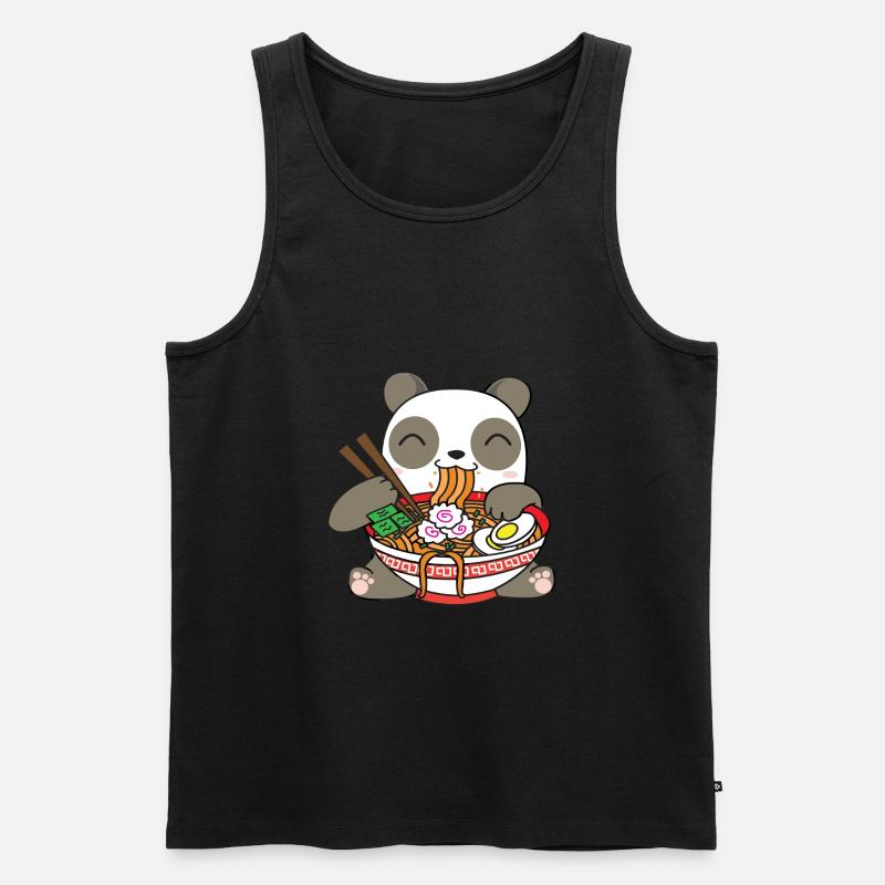Panda Essen Ramen - Männer Premium Bio Tank Top - Schwarz