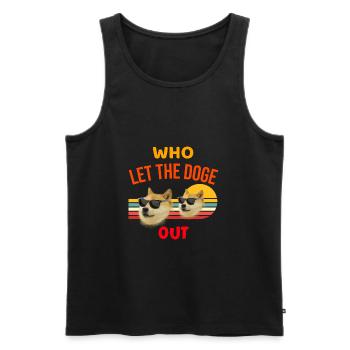 Dogecoin - Who let the doge out - Men's Premium Organic Tank Top - black - Front - AI Model Male 178 light (178cm)