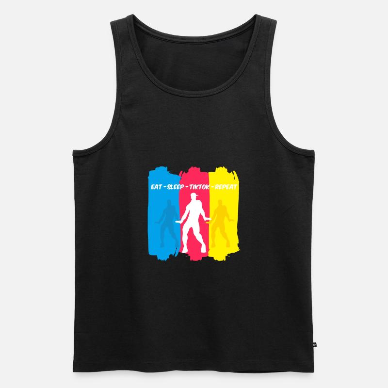 EAT SLEEP TIKT0K REPEAT - Männer Premium Bio Tank Top - Schwarz