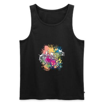 Cats and musical notes color blots - Men's Premium Organic Tank Top - black - Front - AI Model Male 178 light (178cm)