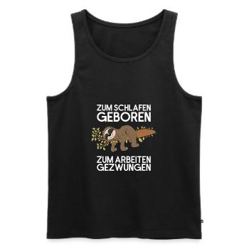 Faultier Schlafen / Arbeiten Fauler Faultierspruch - Männer Premium Bio Tank Top - Schwarz - Vorne - AI Model Male 178 light (178cm)