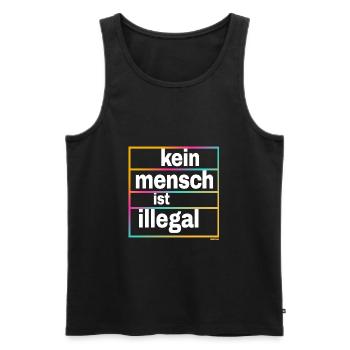 Kein Mensch ist illegal - Gegen Rechts - FCK NZS - Männer Premium Bio Tank Top - Schwarz - Vorne - Michal (187cm)