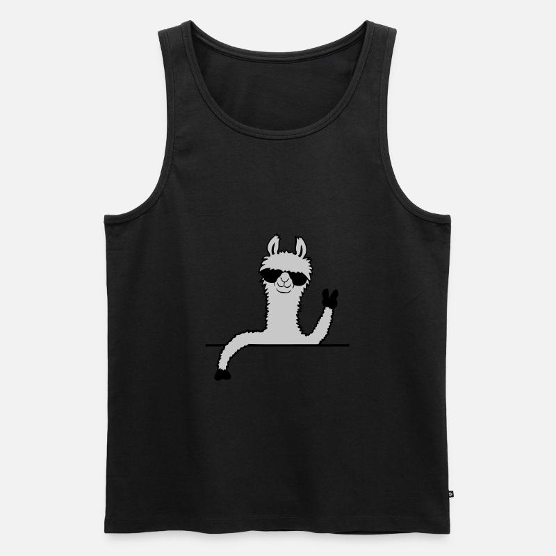 Comic Sonnenbrille Lama - Männer Premium Bio Tank Top - Schwarz