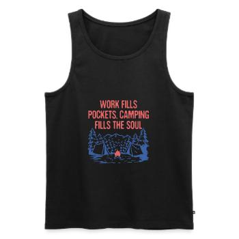Camping Fills the Soul Motivational Quote Camper - Men's Premium Organic Tank Top - black - Front - AI Model Male 178 light (178cm)