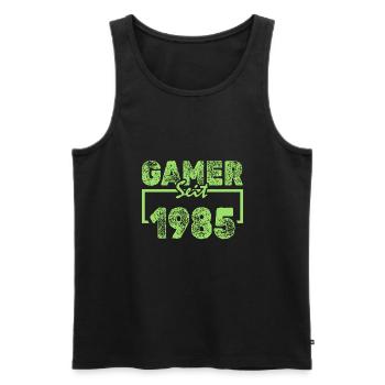 Year 1985 - Men's Premium Organic Tank Top - black - Front - Michal (187cm)