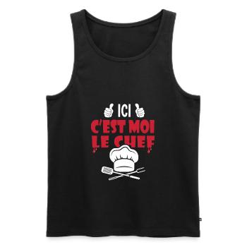 ici c est moi le chef cadeau papa cuisinier - Débardeur bio Premium Homme - noir - Devant - AI Model Male 178 light (178cm)