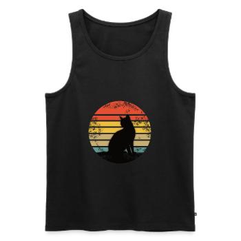 Cat Black Cat Retro - Men's Premium Organic Tank Top - black - Front - AI Model Male 178 light (178cm)