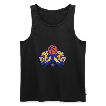 lion logo basketball ball sports in 1710 - Men's Premium Organic Tank Top - black - Front - Michal (187cm)
