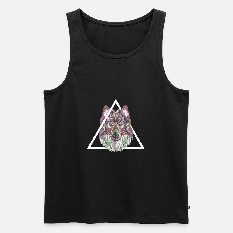 abstract wolf art geometry wolfpack - Men's Premium Organic Tank Top - black
