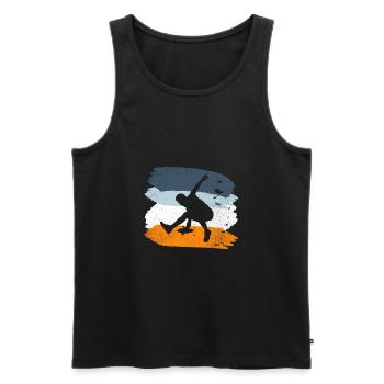 Frisbee - Men's Premium Organic Tank Top - black - Front - AI Model Male 178 light (178cm)