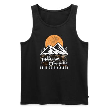 La Montagne M'appelle et Je Dois Y Aller - Débardeur bio Premium Homme - noir - Devant - AI Model Male 178 light (178cm)
