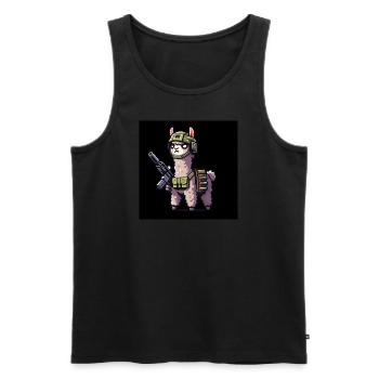 Kampf-Lama - Männer Premium Bio Tank Top - Schwarz - Vorne - Michal (187cm)