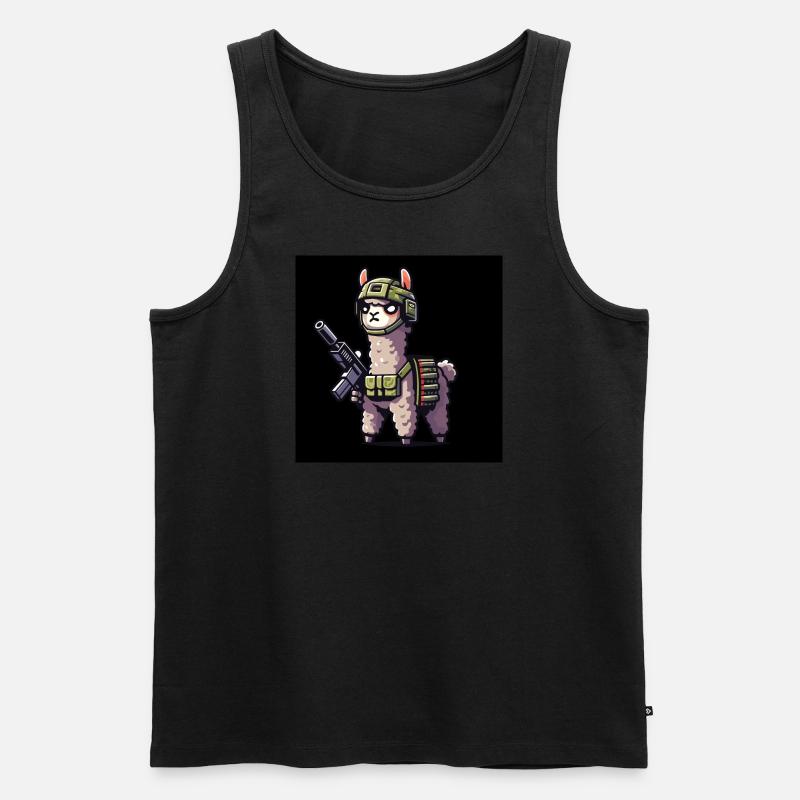 Kampf-Lama - Männer Premium Bio Tank Top - Schwarz