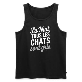 La nuit, tous les chats sont gris - Débardeur bio Premium Homme - noir - Devant - Michal (187cm)