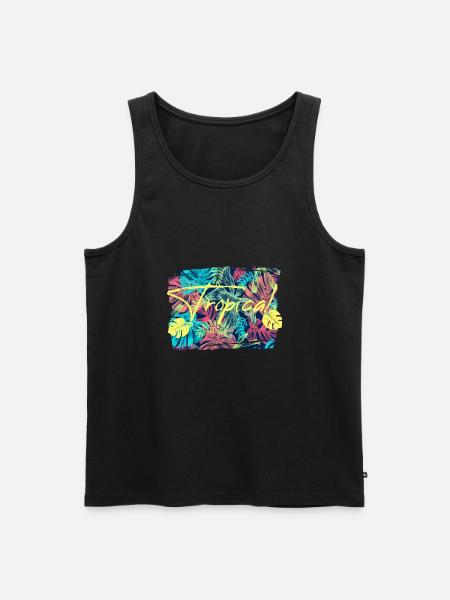 Tropical leaves - Men's Premium Organic Tank Top - black