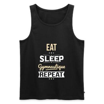 Essen Schlafgymnastik Wiederholung - Humor Geschenk - Männer Premium Bio Tank Top - Schwarz - Vorne - Michal (187cm)